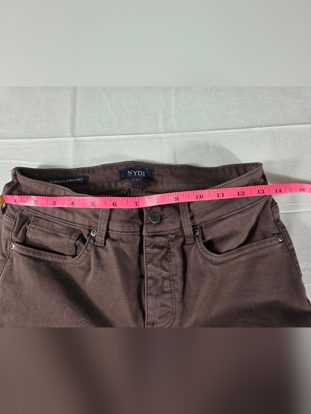 NYDJ Marilyn Straight Brown Pants Sz 2 - Picture 8 of 9